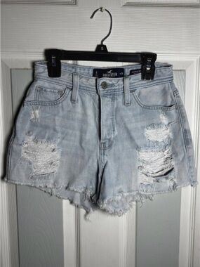 Hollister Faded Light Blue Ripped Denim Shorts